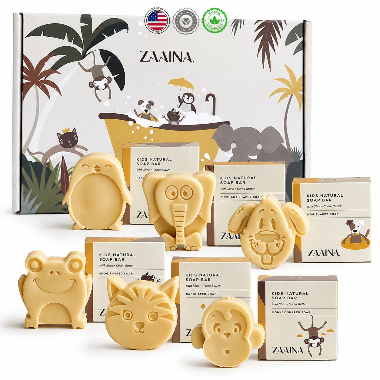 ZAAINA Kids Soap Bar (Set of 6) – Unique Natural Animal Shaped